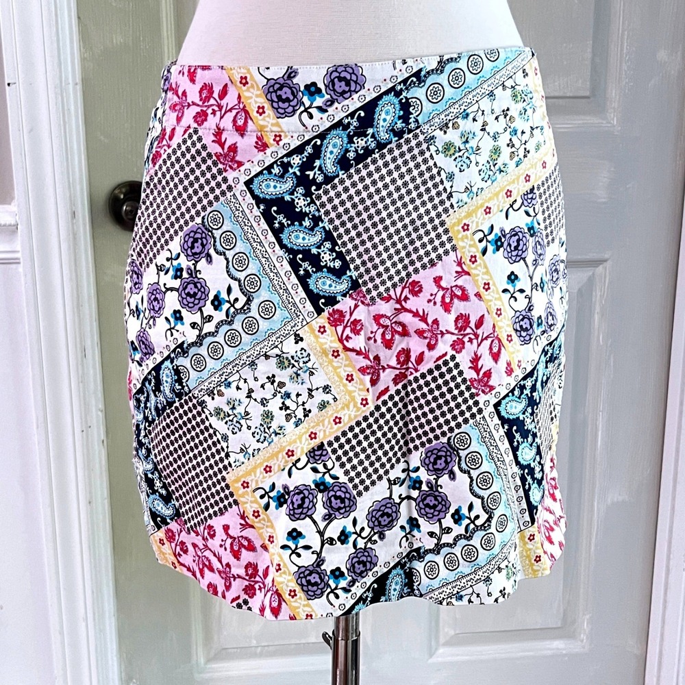 Lady Hagen Skort 6 Womens Patchwork Floral Paisley Golf Skirt Multicolor Boho